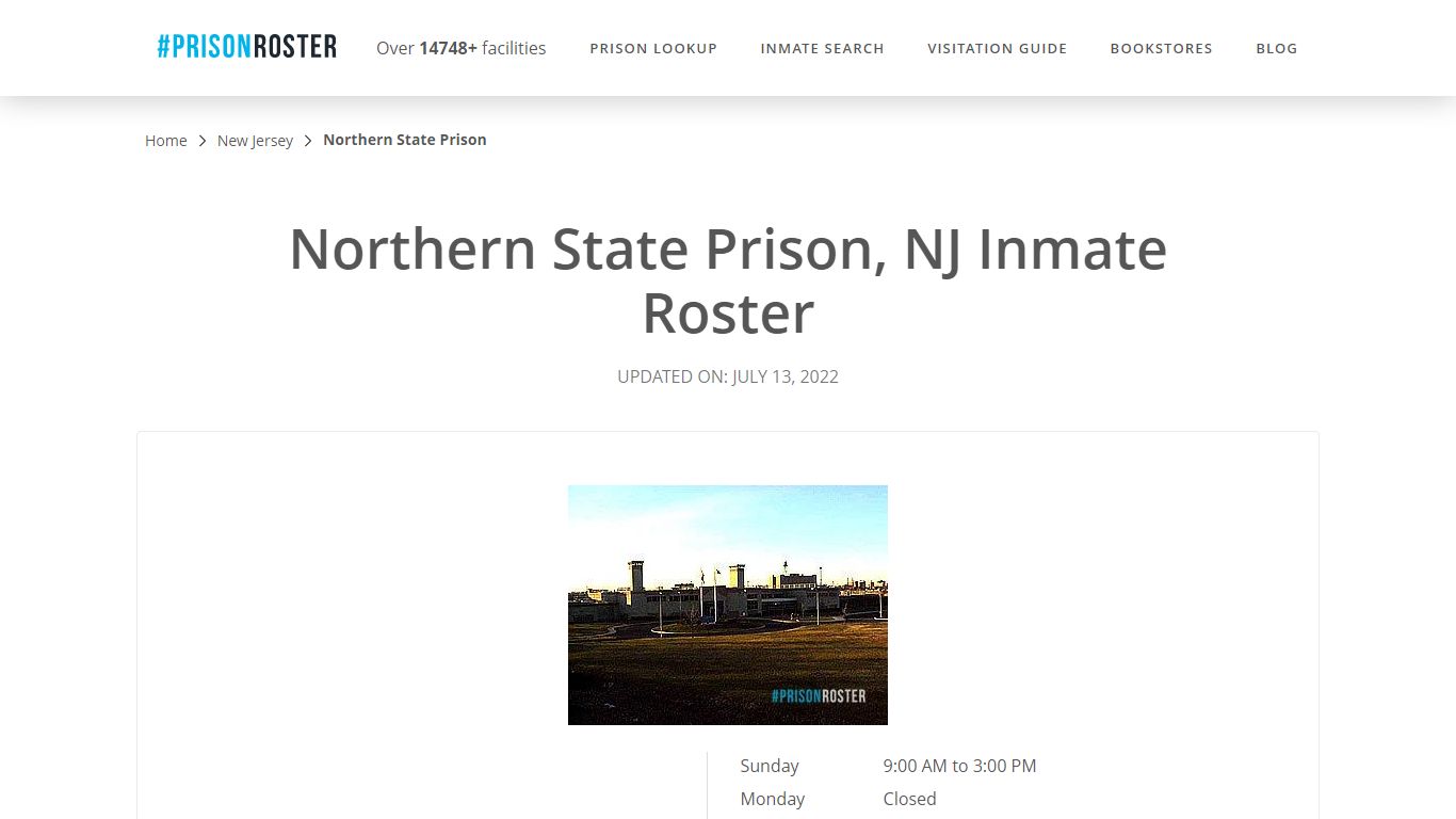 Northern State Prison, NJ Inmate Roster